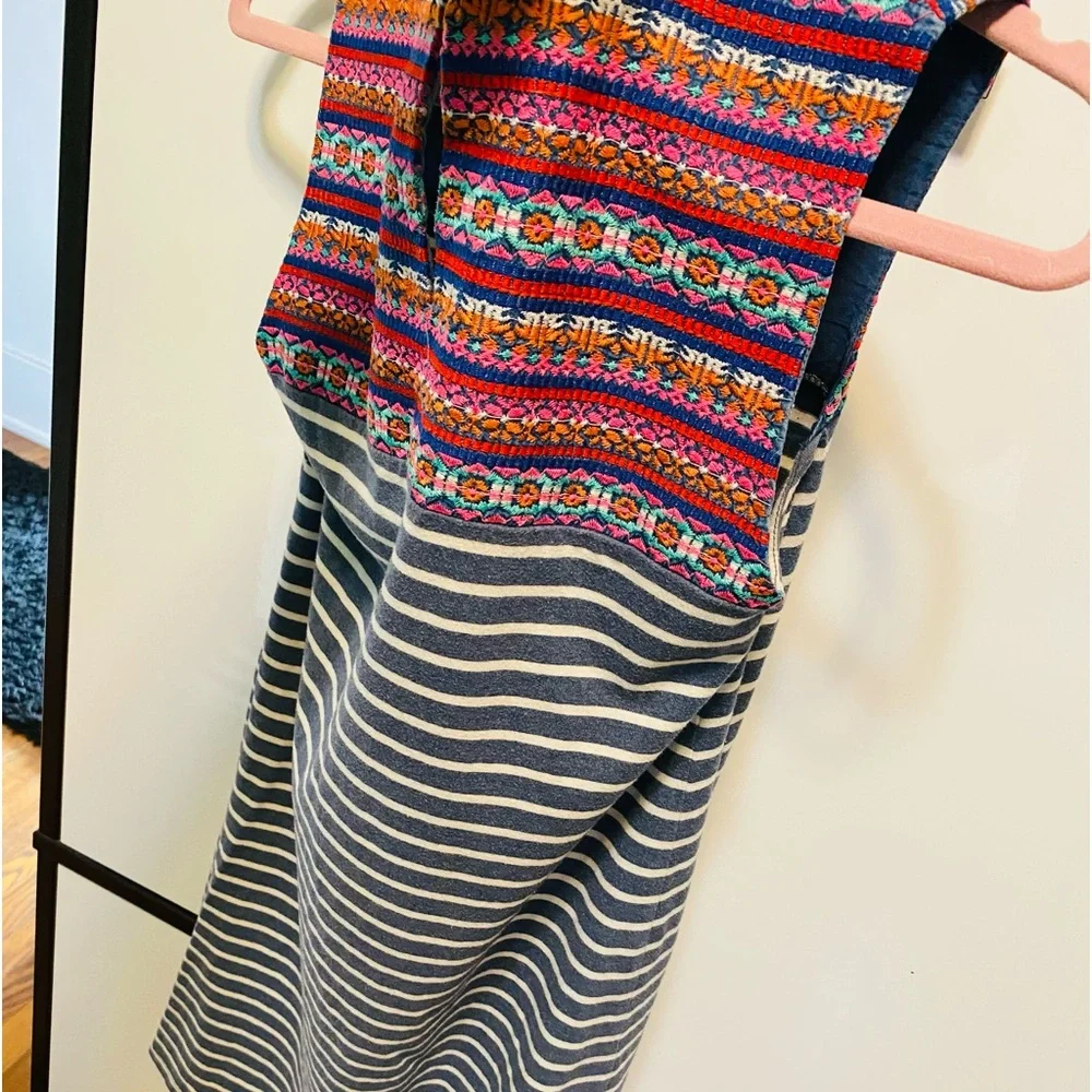 Festive & Adorable Boho Versatile Embroidered & Stripe Jersey THML Anthropologie - Picture 9 of 14